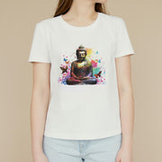 Buddha Stones Colorful Butterfly Flying Meditation Buddha Tee T-shirt T-Shirts BS 5
