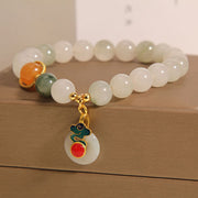 Buddha Stones Jade Auspicious Clouds Red Agate Citrine Prosperity Bracelet