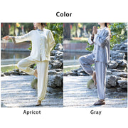 Buddha Stones 2Pcs Frog-Button Long Sleeve Shirt Top Pants Meditation Zen Tai Chi Cotton Linen Clothing Women's Set