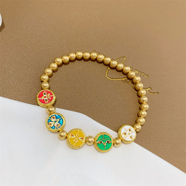 Buddha Stones Tibetan Five God Of Wealth Copper Beads Luck Bracelet