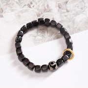 Buddha Stones Tibetan Ebony Wood Dzi Bead Balance Calm Bracelet Bracelet BS 3