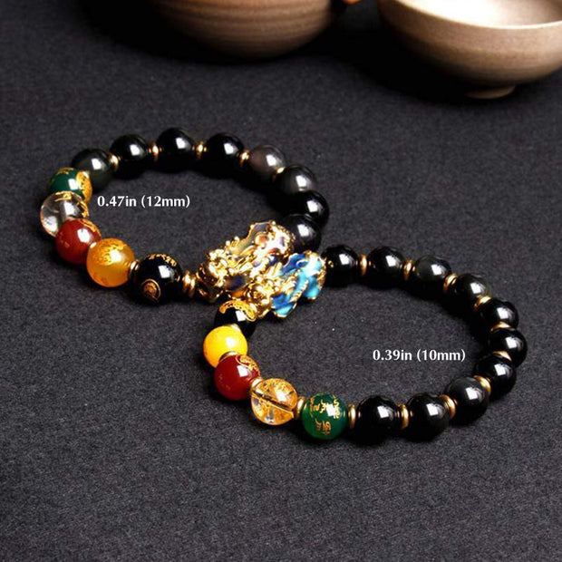 Buddha Stones Color-Changing Pixiu Obsidian Wealth Bracelet - image 4