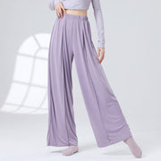 Buddha Stones Solid Color Loose Wide Leg Pants Dance Women's Yoga Pants Wide Leg Pants BS Purple XL(Waist 69cm/Hips 133cm/Length 104cm)