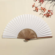 Buddha Stones Pine Tree Garden Peony Handheld Paper Bamboo Folding Fan 26cm 13