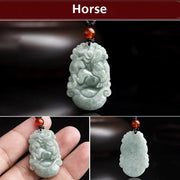 Buddha Stones "Wishing You Grace and Good Fortune" Jade Horse Necklace Includes Gift Message Card - image 1