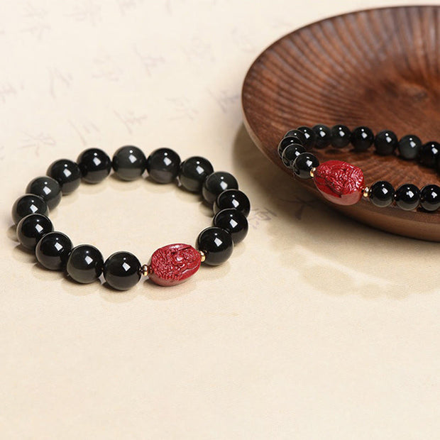 Buddha Stones Chinese Zodiac Natal Buddha Natural Black Obsidian Cinnabar Purification Bracelet (Extra 35% Off | USE CODE: FS35) - image 29