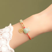 Buddha Stones 925 Sterling Silver Year of the Rabbit Hetian Jade Happiness Luck Red String Bracelet