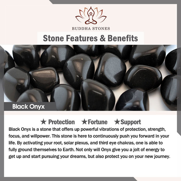 Buddha Stones Natural Black Obsidian White Crystal Black Onyx Dragon Strength Bracelet Bracelet BS 5