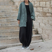 Buddha Stones Tie Dye Lace-up Design Coat Zen Meditation Open Front Top Jacket
