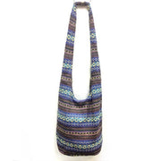 Buddha Stones Cotton Stripes Pattern Crossbody Bag Shoulder Bag Crossbody Bag&Shoulder Bag BS Blue Black Stripes 36*19*34cm