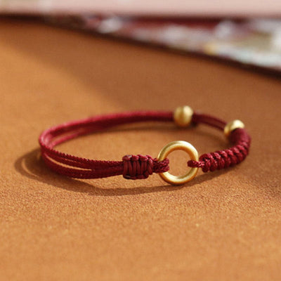 Buddha Stones Alloy Peace Buckle Luck Red String Bracelet Bracelet BS Peace Buckle Luck Red String(Wrist Circumference 14-22cm)
