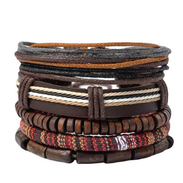 Buddha Stones Wrap Hemp Cords Wood Beads Leather Bracelet