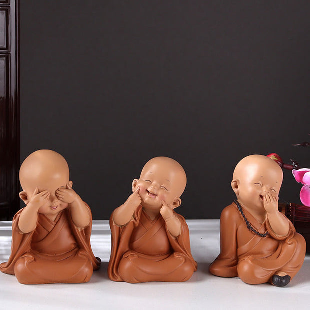 Buddha Stones Small Mini Meditation Praying Monk Serenity Resin Home Decoration