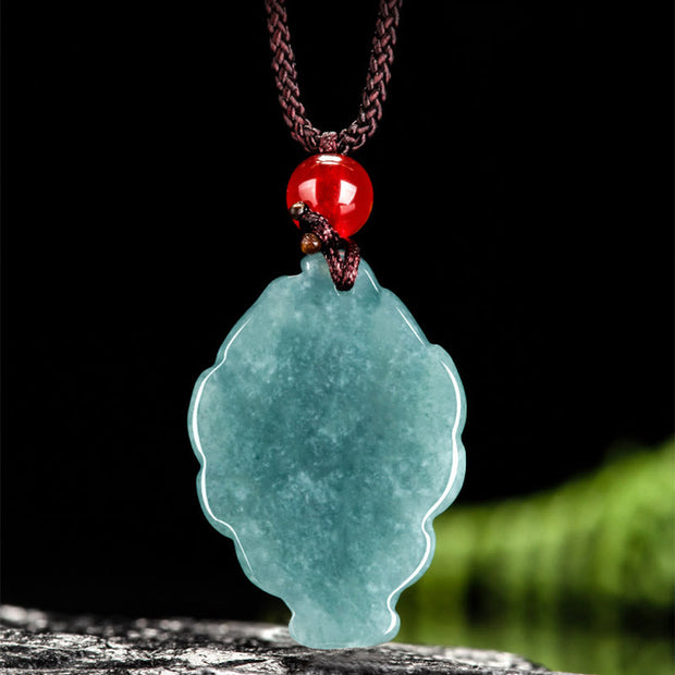 Buddha Stones Natural Green Jade Nine-Tailed Fox Luck Necklace Pendant Necklaces & Pendants BS 3