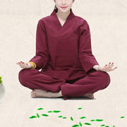 Buddha Stones Zen Practice Yoga Meditation Prayer V-neck Design Uniform Cotton Linen Clothing Women's Set Clothes BS 3