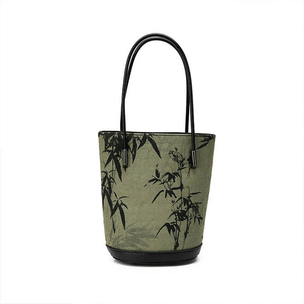 Buddha Stones Green Bamboo Print Vintage Crossbody Bag Handbag Crossbody Bag&Handbags BS 4
