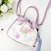 Buddha Stones Suzhou Embroidery Camellia Magnolia Peony Lotus Silk Tote Crossbody Bag Shoulder Bag Handbag 22