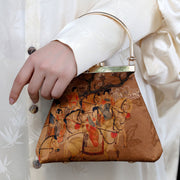 Buddha Stones Painting of Lady of Guoguo on a Spring Outing Metal Handle Handbag Handbags BS 1