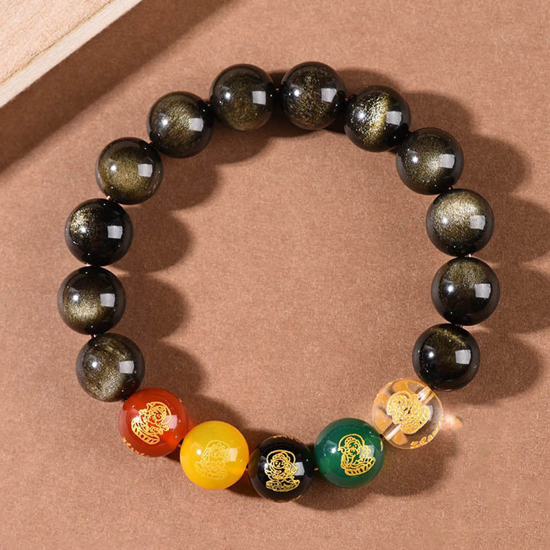 Buddha Stones Gold Sheen Obsidian Rainbow Obsidian Black Obsidian