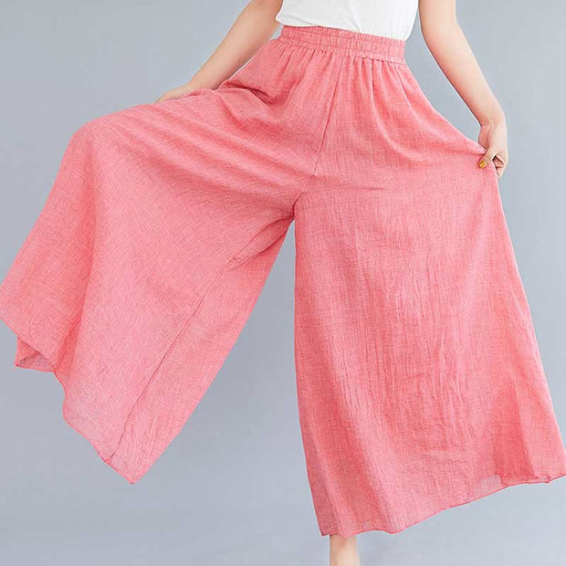 Buddha Stones Women Casual Loose Cotton Linen Wide Leg Pants For Yoga Dance Wide Leg Pants BS 17