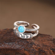 925 Sterling Silver Turquoise Six True Words Blessing Ring