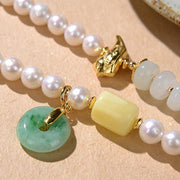 Buddha Stones 925 Sterling Silver Pearl Hetian Jade Red Agate Double Happiness Amber Luck Quadruple Wrap Bracelet (Extra 30% Off | USE CODE: FS30) - image 5