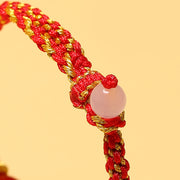 Buddha Stones Handmade Red Agate Amethyst Golden Rutilated Quartz Pink Crystal Bead Calm Braided Bracelet Bracelet BS 4