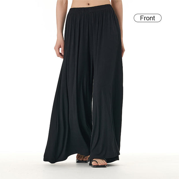 Buddha Stones Solid Color Loose Modal Wide Leg Pants With Pockets 4