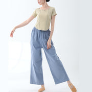 Buddha Stones Loose Cotton Drawstring Wide Leg Pants For Yoga Dance With Pockets Wide Leg Pants BS 4