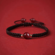 Buddha Stones Lucky Cinnabar Bead Blessing Red String Bracelet Bracelet BS Coffee(Wrist Circumference 14-18cm)