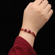 Buddha Stones Natural Strawberry Quartz Crystal Love Red String Weave Bracelet Anklet (Extra 30% Off | USE CODE: FS30) Bracelet BS 5