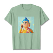 Buddha Stones Funny Cartoon Buddha Tee T-shirt T-Shirts BS PaleGreen 2XL