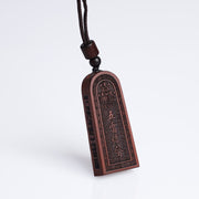Buddha Stones Lightning Struck Jujube Wood Taoist Five Thunder Order Luck Protection Necklace Pendant 10