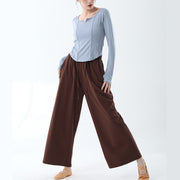 Buddha Stones Loose Cotton Drawstring Wide Leg Pants For Yoga Dance With Pockets Wide Leg Pants BS 8