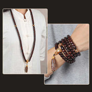 Buddha Stones 108 Mala Beads Three-eyed Dzi Bead Nine-eye Dzi Bead Jade Luck Bracelet