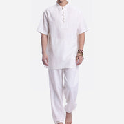 Buddha Stones Spiritual Zen Meditation Prayer Practice Cotton Linen Clothing Men's Set