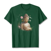 Buddha Stones Lotus Butterfly Meditation Buddha Tee T-shirt T-Shirts BS ForestGreen 2XL