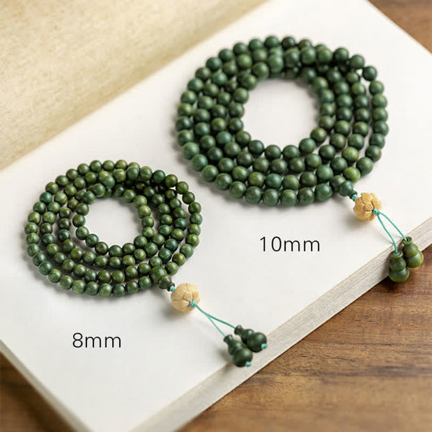 Buddha Stones 108 Mala Beads Green Sandalwood Boxwood Lotus Positive Bracelet (Extra 35% Off | USE CODE: FS35) - image 20