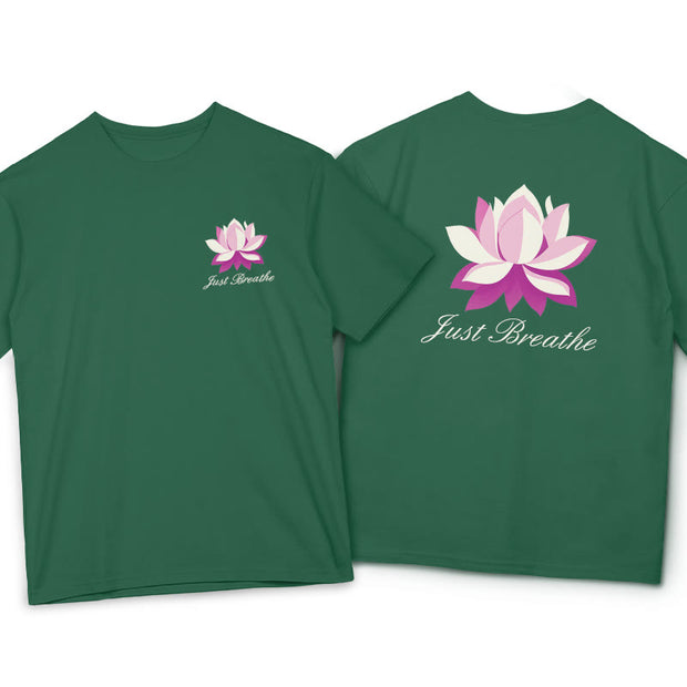 Buddha Stones Lotus Just Breathe Tee T-shirt T-Shirts BS ForestGreen 2XL
