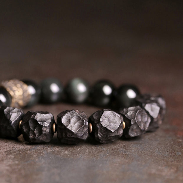 Buddha Stones Black Obsidian Ebony Wood Copper Strength Couple Bracelet (Extra 30% Off | USE CODE: FS30) - image 9