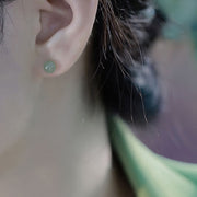 Buddha Stones Round Jade Beaded Luck Stud Earrings Earrings BS 6