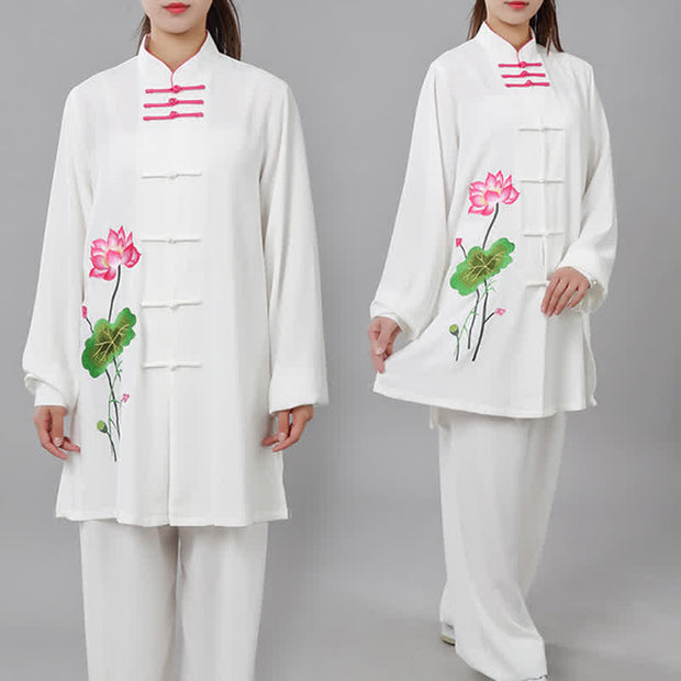 Buddha Stones Lotus Flower Leaf Pattern Tai Chi Meditation Prayer Spiritual Zen Practice Clothing Women's Set (Extra 30% Off | USE CODE: FS30) - image 2