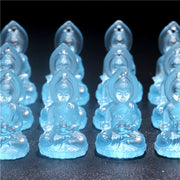 Buddha Stones Blue Tathagata Buddha Medicine Buddha Liuli Crystal Serenity Amulet Necklace Pendant