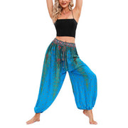 Buddha Stones Peacock Feather Pattern Loose Harem Trousers Women's Yoga Pants