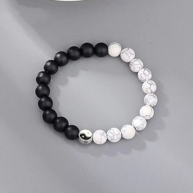 Buddha Stones 3pcs Natural White Turquoise Frosted Stone Bead Yin Yang Wealth Bracelet (Extra 35% Off | USE CODE: FS35) - image 4