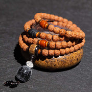 Tibet 108 Mala Beads Rudraksha Bodhi Seed Chinese Zodiac Natal Buddha Wealth Charm Bracelet