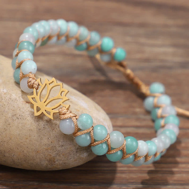 Buddha Stones Amazonite Beads Lotus Flower Balance Weave Bracelet (Extra 30% Off | USE CODE: FS30) - image 2