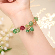 Buddha Stones Natural Red Agate Green Agate Gourd Cinnabar Flower Beads Confidence Bracelet
