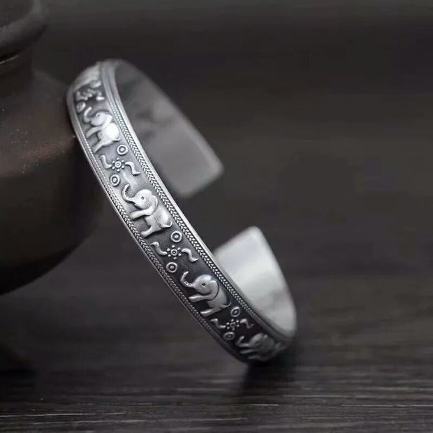 Buddha Stones Elephant White Copper Strength Bracelet Bangle (Extra 30% Off | USE CODE: FS30) - image 1