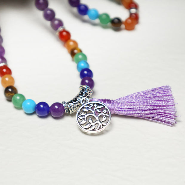 Buddha Stones Healing Crystal Mala Prayer Beads 108 Meditation Healing Multilayer Bracelet Necklace